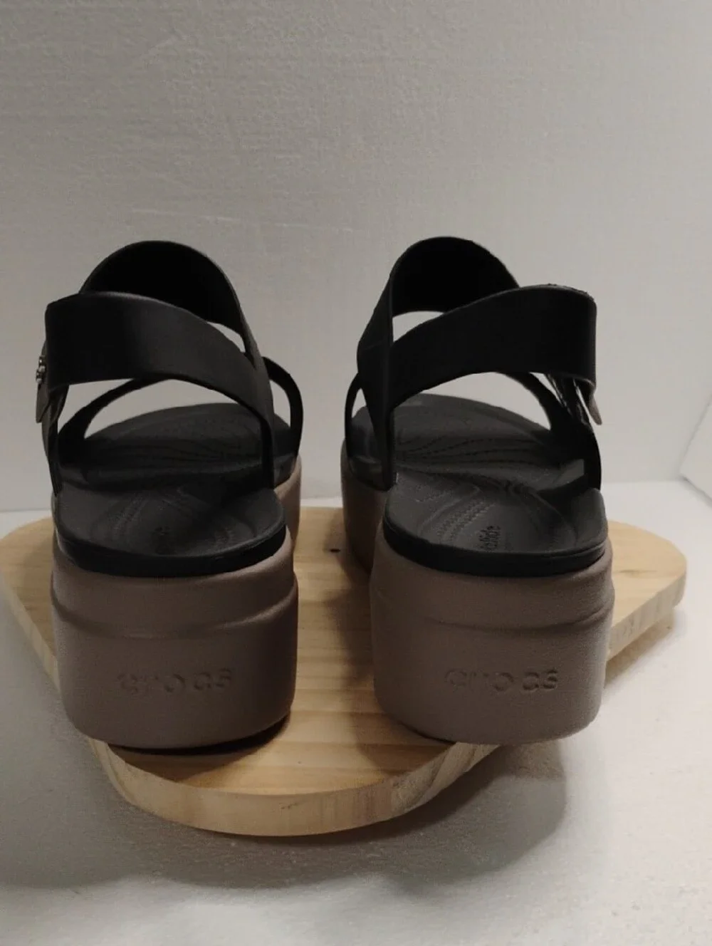 CROCS Black and Taupe Platform Sandals